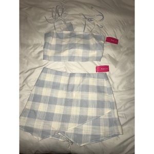 Plaid Two Piece Set, top and skirt/shorts